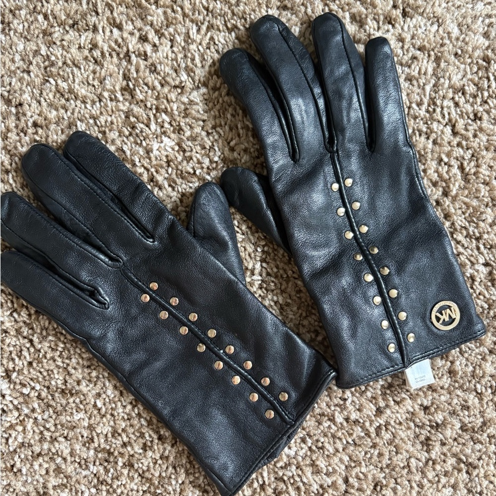 Michael Kors Black Gloves with Gold Accents